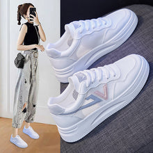 Load image into Gallery viewer, Spring Fashion Breathble Women Sneakers Leather Platform Shoes Women Lace Up Casual Shoes White Fashion Sneakers White PU Leather Platform Sneaker For Women Lace Up Walking Sneakers