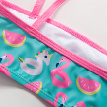 Load image into Gallery viewer, 3-16Y Cartoon Two-piece Girls Swimwear Ruffle Swimsuit Bikini Set One Shoulder Beachwear Princess Two Piece Bathing Suit Children Swimwear Girls Swimsuit Bikini Set