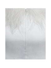 Load image into Gallery viewer, Solene Pleated Halter Backless Feather-Trim Maxi Dress
