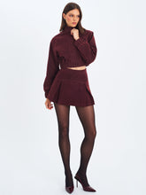 Load image into Gallery viewer, Faryn Mahogany Vegan Suede Pleated A-Line Mini Skirt