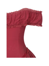 Load image into Gallery viewer, Xavy Crimson Off-Shoulder Corset Midi Dress