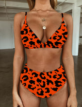 Load image into Gallery viewer, High Waist Swimwear Women Push Up Beachwear Women High Waist Two Piece Bikini Swimsuit Halter Twist Front Bathing Suit Swimwear Solid Bathing Suit Animal Leopard Female Swimsuit Women Bikini