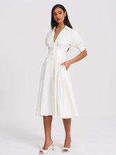 Load image into Gallery viewer, Palina Lyocell Pleated Midi Preppy Shirt Dress