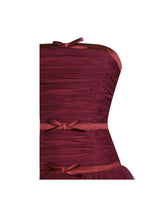 Load image into Gallery viewer, Mabel Burgundy Drop Waist Layered Mesh Midi Puffy Dress with Bow