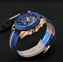 Load image into Gallery viewer, Men's Waterproof Sports Watch With Leather Belts, Chronometers Day View Fluorescent Pointers Unique Design Perfect Gift