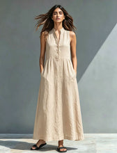 Load image into Gallery viewer, Women's Stand-Collar A-Line Maxi Dress – Resort & Vacation Style