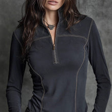 Load image into Gallery viewer, Women’s Retro Stand Collar Half Zip Pullover Top