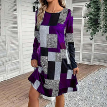 Load image into Gallery viewer, Women's Round Neck Long Sleeve Dress