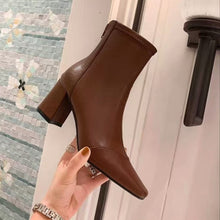 Load image into Gallery viewer, Soft Leather Zip-Back Velvet-Lined Skinny Boots — Sleek Heels