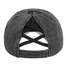 Load image into Gallery viewer, Washed Distressed Ponytail Baseball Cap