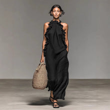 Load image into Gallery viewer, Women's Resort Ruffled Halterneck Sleeveless Open-Back Maxi Dress
