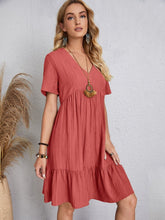 Load image into Gallery viewer, Classic Full Size V-Neck Short Sleeve Dress Casual & Comfortable Dress for Women