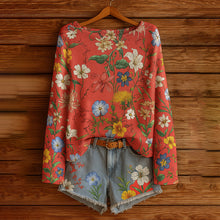Load image into Gallery viewer, Women’s Fall Wildflower Print Long Sleeve T-Shirt