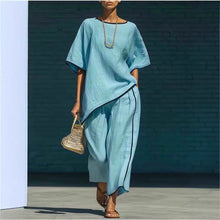 Load image into Gallery viewer, Women's Casual Resort Loose Short-Sleeve Top & Pants Set