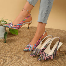 Load image into Gallery viewer, Women's Boho Geometric Print Slingback Stiletto Heels – Pointed Toe