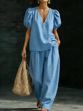 Load image into Gallery viewer, Women’s V-Neck Casual Two Piece Set