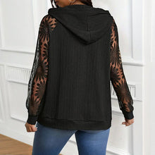 Load image into Gallery viewer, Women’s Plus Size Hoodie – Lace Long Sleeve Pullover Top