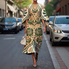 Load image into Gallery viewer, Geometric Print Batwing Sleeve Flowy Maxi Dress – 12 Styles, XS–XXXL