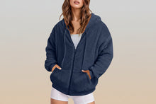 Load image into Gallery viewer, Long Zip-Up Hoodie – Soft Cotton Velvet, Oversized Fit