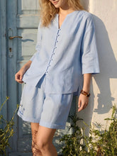 Load image into Gallery viewer, Women's V-Neck Top & High-Waist Wide-Leg Shorts Two-Piece Set