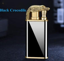Load image into Gallery viewer, Mandotos Creative Blue Flame Lighter Dolphin Dragon Tiger Metal Windproof Double Flame Refillable