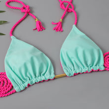 Load image into Gallery viewer, New Festival Flame Halter Bikini Set for Women – Triangle V-Neck Backless Two-Piece Swimsuit with Tie Side Bottoms & Adjustable Lace-Up Fit – Sleek Polyamide Swimwear for Koningsdag/King’s Day & Summer Beach Celebrations