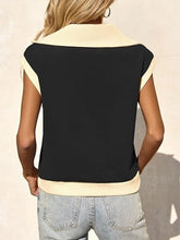 Load image into Gallery viewer, Fisoew Color‑Block Half‑Zip Polo Sweatshirt