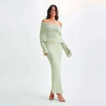 Load image into Gallery viewer, New One-shoulder Knitted Long-sleeved Dress Sexy Beach Holiday Long Dresses Womens Clothing