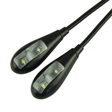 Load image into Gallery viewer, Super Adjustable Goosenecks Clip LED Lamp For Book Reading With Stand And Double Ligh Rechargeable 12 LED Warm Book Light, Clip On Bed Reading Light, Music Stand Lamp, 2 Brightness & 2 Goosenecks Light Up 2 Full Pages. Perfect For Bookworms, Kids & Music