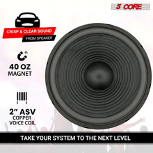 Load image into Gallery viewer, 5Core Max Bass 15 Inch Subwoofer 450W 4Ohm