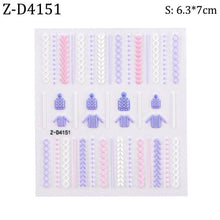 Load image into Gallery viewer, 5D Sweater Nail Sticker Acrylic Engraved Winter Charm Designs Beauty Cloth Christmas Patterns Nails Art Decoration Tools Nail Art Stickers Decor Tip Transfer Nail Decals Sticker For Pretty Girl Self-Adhesive Nail Decals Designer Nail Stickers