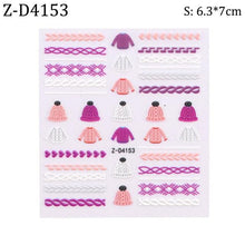 Load image into Gallery viewer, 5D Sweater Nail Sticker Acrylic Engraved Winter Charm Designs Beauty Cloth Christmas Patterns Nails Art Decoration Tools Nail Art Stickers Decor Tip Transfer Nail Decals Sticker For Pretty Girl Self-Adhesive Nail Decals Designer Nail Stickers