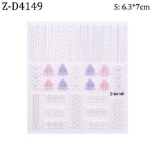 Load image into Gallery viewer, 5D Sweater Nail Sticker Acrylic Engraved Winter Charm Designs Beauty Cloth Christmas Patterns Nails Art Decoration Tools Nail Art Stickers Decor Tip Transfer Nail Decals Sticker For Pretty Girl Self-Adhesive Nail Decals Designer Nail Stickers