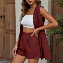 Load image into Gallery viewer, Women's V-Neck Sleeveless Vest Jacket & Shorts Set – Elegant Commuter Style