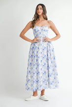 Load image into Gallery viewer, Sweetheart Neckline Floral Printed Midi Dress – Floral Midi Dress, Sweetheart Neckline Dress, Romantic Midi Dress, Feminine Floral Dress, Elegant Midi Dress