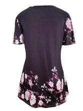 Load image into Gallery viewer, Women’s Printed Faux Two-Piece V-Neck Short Sleeve Top