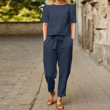 Load image into Gallery viewer, Wide-Leg Pants Two-Piece Set – Solid Color Casual Lounge Suit