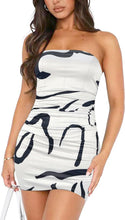 Load image into Gallery viewer, Women's Tube Top Printed Pleated Pullover Hip Wrap Short Dress