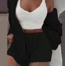 Load image into Gallery viewer, 3pcs Womens Clothing Long Sleeve Crop Tank Top And Drawstring Shorts Pajama Set