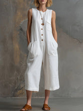 Load image into Gallery viewer, Women's Retro Sleeveless Wide-Leg Cropped Jumpsuit