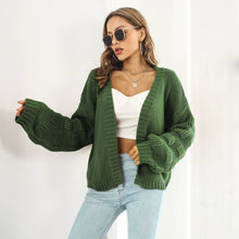 Load image into Gallery viewer, Puff Sleeve Cardigan Sweater Women Clothes Front Chunky Knitwear Coat
