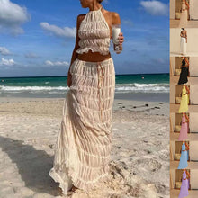Load image into Gallery viewer, 🌴 2-Piece Women's Beachwear Set – Sleeveless Halter Crop Top