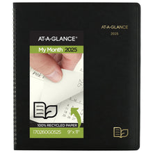 Load image into Gallery viewer, AT-A-GLANCE 2025 Recycled Monthly Planner – Black, Large 9" x 11"
