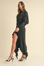Load image into Gallery viewer, Backless Asymmetric Ruffle Hem Dress – Elegant Backless Dress, Asymmetric Dress, Ruffle Hem Dress, Sexy Evening Dress, Statement Dress For Special Occasions