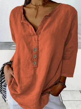 Load image into Gallery viewer, Modern Notched-Collar Button-Down Shirt – Relaxed Chic Staple