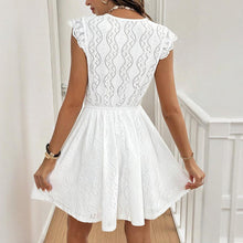 Load image into Gallery viewer, Women’s V‑Neck Short‑Sleeve Dress with Lace Trim