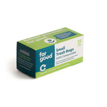 Load image into Gallery viewer, For Good™ Compostable Small Trash Bags – 4 Gallon, Plant-Based, Tear-Resistant – BPI Certified for Home & Office Use (White with Green Text, 25 Count)
