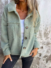 Load image into Gallery viewer, Comfortable Modern Women Full Size Fuzzy Button-Up Jacket with Drop Shoulder and Pockets