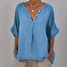 Load image into Gallery viewer, Women's V-Neck Button-Up Shirt