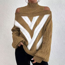 Load image into Gallery viewer, Women’s Elegant Off-Shoulder Turtleneck Sweater — Long Sleeve Knit Top